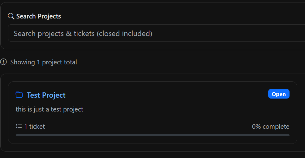 Projects list for larger IT projects